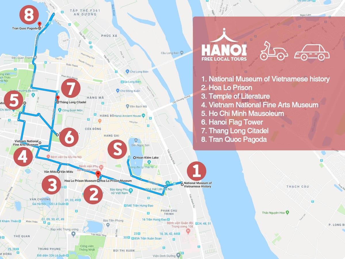 fransız rübündə hanoi gəzinti tur xəritə