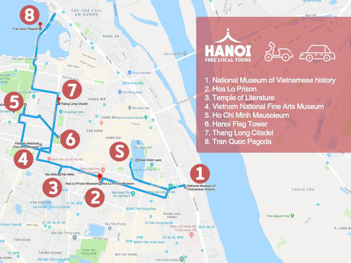 fransız rübündə hanoi gəzinti tur xəritə