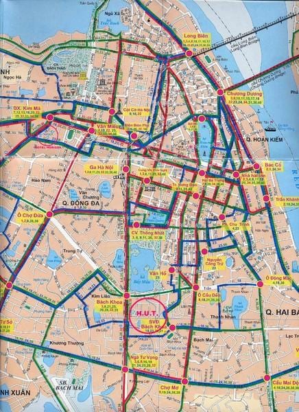 Hanoi avtobus marşrutları xəritə