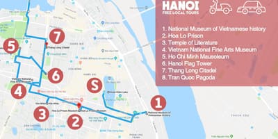 Fransız rübündə hanoi gəzinti tur xəritə